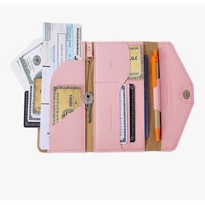 Pink Travel‎ Wallet Passport Holder Organizer Clutch Bag